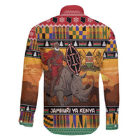 Kenya Safari Christmas Family Matching Off Shoulder Maxi Dress and Hawaiian Shirt Black Santa Riding Rhinoceros - Heri ya Krismasi - Wonder Print Shop