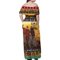 Kenya Safari Christmas Family Matching Off Shoulder Maxi Dress and Hawaiian Shirt Black Santa Riding Rhinoceros - Heri ya Krismasi - Wonder Print Shop