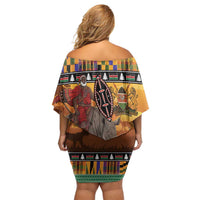 Kenya Safari Christmas Family Matching Off Shoulder Short Dress and Hawaiian Shirt Black Santa Riding Rhinoceros - Heri ya Krismasi - Wonder Print Shop