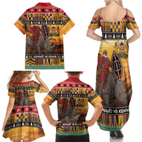 Kenya Safari Christmas Family Matching Summer Maxi Dress and Hawaiian Shirt Black Santa Riding Rhinoceros - Heri ya Krismasi - Wonder Print Shop