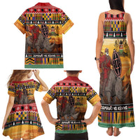 Kenya Safari Christmas Family Matching Tank Maxi Dress and Hawaiian Shirt Black Santa Riding Rhinoceros - Heri ya Krismasi - Wonder Print Shop
