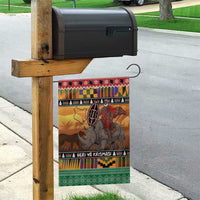 Kenya Safari Christmas Garden Flag Black Santa Riding Rhinoceros - Heri ya Krismasi - Wonder Print Shop