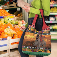 Kenya Safari Christmas Grocery Bag Black Santa Riding Rhinoceros - Heri ya Krismasi - Wonder Print Shop