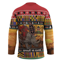 Kenya Safari Christmas Hockey Jersey Black Santa Riding Rhinoceros - Heri ya Krismasi - Wonder Print Shop