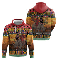 Kenya Safari Christmas Hoodie Black Santa Riding Rhinoceros - Heri ya Krismasi - Wonder Print Shop