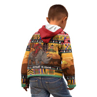 Kenya Safari Christmas Kid Hoodie Black Santa Riding Rhinoceros - Heri ya Krismasi - Wonder Print Shop