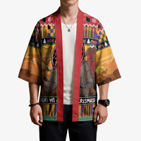 Kenya Safari Christmas Kimono Black Santa Riding Rhinoceros - Heri ya Krismasi - Wonder Print Shop
