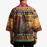 Kenya Safari Christmas Kimono Black Santa Riding Rhinoceros - Heri ya Krismasi - Wonder Print Shop