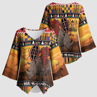 Kenya Safari Christmas Kimono Sleeve Blouse Black Santa Riding Rhinoceros - Heri ya Krismasi - Wonder Print Shop