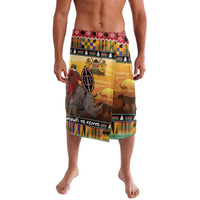 Kenya Safari Christmas Lavalava Black Santa Riding Rhinoceros - Heri ya Krismasi - Wonder Print Shop