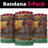 Kenya Safari Christmas Neck Gaiter Black Santa Riding Rhinoceros - Heri ya Krismasi - Wonder Print Shop