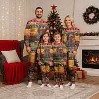 Kenya Safari Christmas Pajama Set Black Santa Riding Rhinoceros - Heri ya Krismasi - Wonder Print Shop