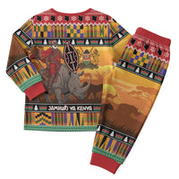 Kenya Safari Christmas Pajama Set Black Santa Riding Rhinoceros - Heri ya Krismasi - Wonder Print Shop