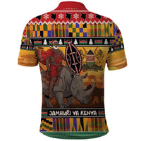 Kenya Safari Christmas Polo Shirt Black Santa Riding Rhinoceros - Heri ya Krismasi - Wonder Print Shop