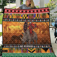 Kenya Safari Christmas Quilt Black Santa Riding Rhinoceros - Heri ya Krismasi - Wonder Print Shop