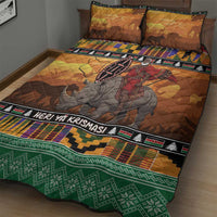 Kenya Safari Christmas Quilt Bed Set Black Santa Riding Rhinoceros - Heri ya Krismasi - Wonder Print Shop