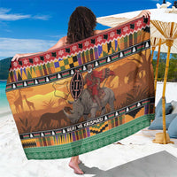 Kenya Safari Christmas Sarong Black Santa Riding Rhinoceros - Heri ya Krismasi - Wonder Print Shop