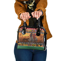 Kenya Safari Christmas Shoulder Handbag Black Santa Riding Rhinoceros - Heri ya Krismasi - Wonder Print Shop