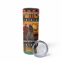 Kenya Safari Christmas Skinny Tumbler Black Santa Riding Rhinoceros - Heri ya Krismasi - Wonder Print Shop
