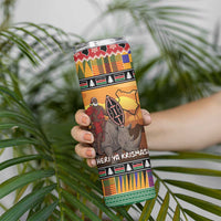 Kenya Safari Christmas Skinny Tumbler Black Santa Riding Rhinoceros - Heri ya Krismasi - Wonder Print Shop