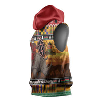 Kenya Safari Christmas Sleeveless Hoodie Black Santa Riding Rhinoceros - Heri ya Krismasi - Wonder Print Shop