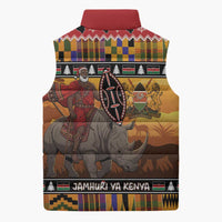 Kenya Safari Christmas Sleeveless Puffer Jacket Black Santa Riding Rhinoceros - Heri ya Krismasi - Wonder Print Shop