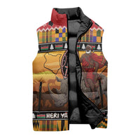 Kenya Safari Christmas Sleeveless Puffer Jacket Black Santa Riding Rhinoceros - Heri ya Krismasi - Wonder Print Shop