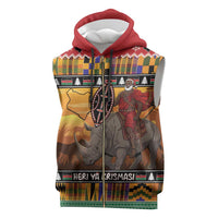 Kenya Safari Christmas Sleeveless Zip Hoodie Black Santa Riding Rhinoceros - Heri ya Krismasi - Wonder Print Shop
