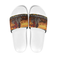 Kenya Safari Christmas Slide Sandals Black Santa Riding Rhinoceros - Heri ya Krismasi - Wonder Print Shop