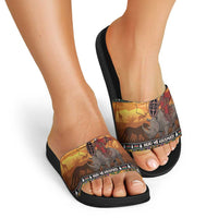 Kenya Safari Christmas Slide Sandals Black Santa Riding Rhinoceros - Heri ya Krismasi - Wonder Print Shop