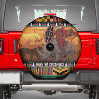 Kenya Safari Christmas Spare Tire Cover Black Santa Riding Rhinoceros - Heri ya Krismasi - Wonder Print Shop