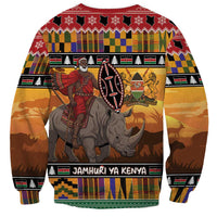 Kenya Safari Christmas Sweatshirt Black Santa Riding Rhinoceros - Heri ya Krismasi - Wonder Print Shop