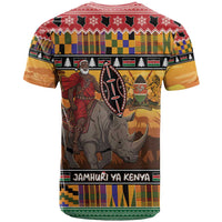 Kenya Safari Christmas T Shirt Black Santa Riding Rhinoceros - Heri ya Krismasi - Wonder Print Shop