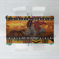 Kenya Safari Christmas Tablecloth Black Santa Riding Rhinoceros - Heri ya Krismasi - Wonder Print Shop