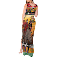 Kenya Safari Christmas Tank Maxi Dress Black Santa Riding Rhinoceros - Heri ya Krismasi - Wonder Print Shop