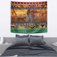 Kenya Safari Christmas Tapestry Black Santa Riding Rhinoceros - Heri ya Krismasi - Wonder Print Shop