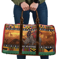 Kenya Safari Christmas Travel Bag Black Santa Riding Rhinoceros - Heri ya Krismasi - Wonder Print Shop