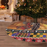 Kenya Safari Christmas Tree Skirt Black Santa Riding Rhinoceros - Heri ya Krismasi - Wonder Print Shop