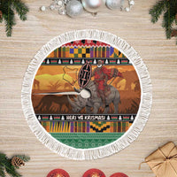 Kenya Safari Christmas Tree Skirt Black Santa Riding Rhinoceros - Heri ya Krismasi - Wonder Print Shop