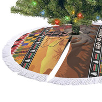 Kenya Safari Christmas Tree Skirt Black Santa Riding Rhinoceros - Heri ya Krismasi - Wonder Print Shop