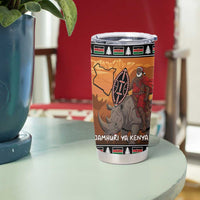 Kenya Safari Christmas Tumbler Cup Black Santa Riding Rhinoceros - Heri ya Krismasi - Wonder Print Shop