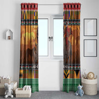 Kenya Safari Christmas Window Curtain Black Santa Riding Rhinoceros - Heri ya Krismasi - Wonder Print Shop