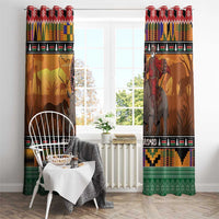Kenya Safari Christmas Window Curtain Black Santa Riding Rhinoceros - Heri ya Krismasi - Wonder Print Shop