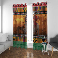 Kenya Safari Christmas Window Curtain Black Santa Riding Rhinoceros - Heri ya Krismasi - Wonder Print Shop