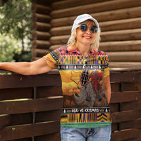 Kenya Safari Christmas Women Polo Shirt Black Santa Riding Rhinoceros - Heri ya Krismasi - Wonder Print Shop