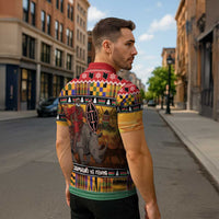 Kenya Safari Christmas Zipper Polo Shirt Black Santa Riding Rhinoceros - Heri ya Krismasi - Wonder Print Shop