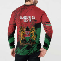 Kenya Independence Day Button Sweatshirt 61st Anniversary - Coat Of Arms - Wonder Print Shop