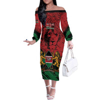 Kenya Independence Day Family Matching Off The Shoulder Long Sleeve Dress and Hawaiian Shirt 61st Anniversary - Coat Of Arms - Wonder Print Shop