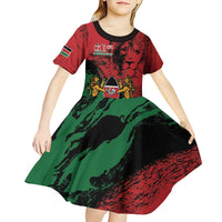 Kenya Independence Day Kid Short Sleeve Dress 61st Anniversary - Coat Of Arms - Wonder Print Shop