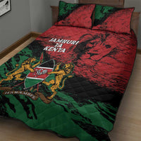 Kenya Independence Day Quilt Bed Set 61st Anniversary - Coat Of Arms - Wonder Print Shop